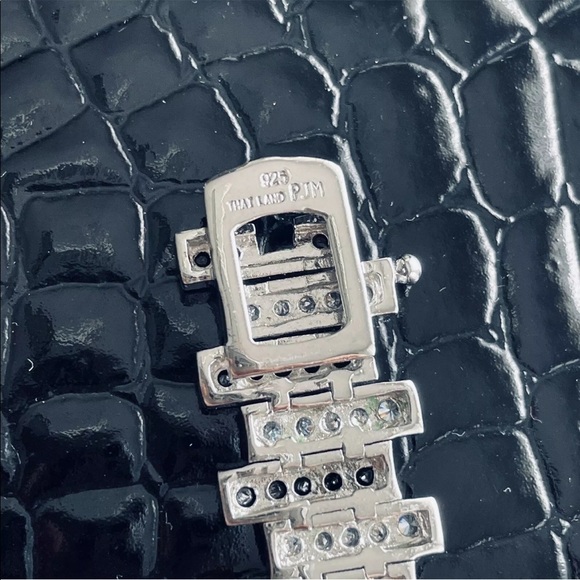 Black & White CZ Sterling Tennis Bracelet & Stud Earrings Geometrical S… - Picture 9 of 12